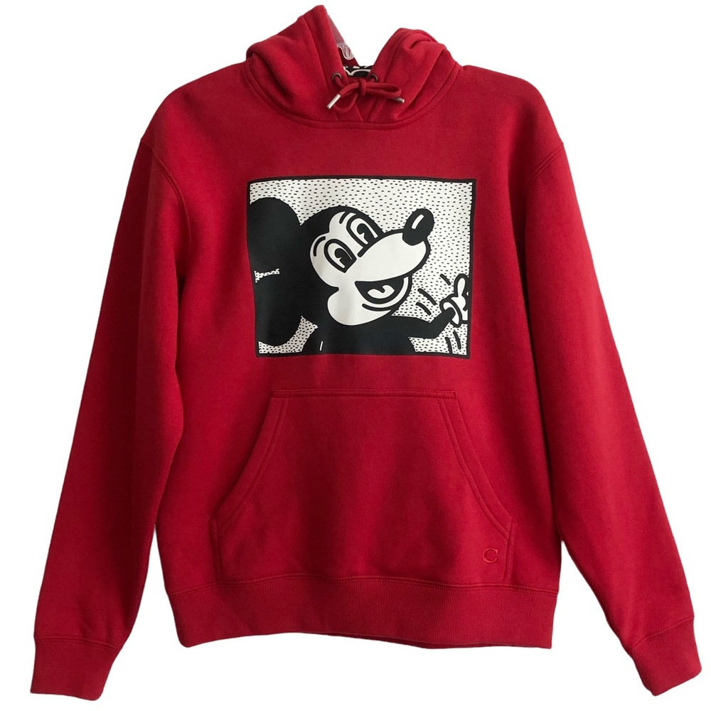 NEW Coach Mickey Mouse Keith Haring Red Hoodie XS